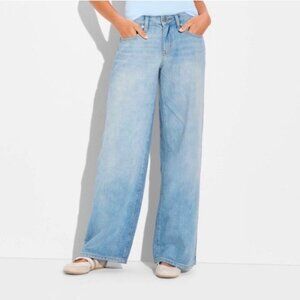 Wild Fable Low-Rise Baggy Jeans Rigid Denim in Blue. NWT. Women’s SHORT LENGTH
